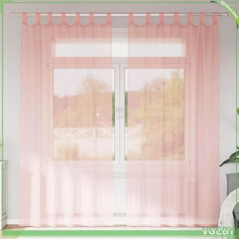 Rideau en voile - FAFEISY - 4102289 - Rose - 140x245 cm - Lot de 2, semi-transparent (1/5)