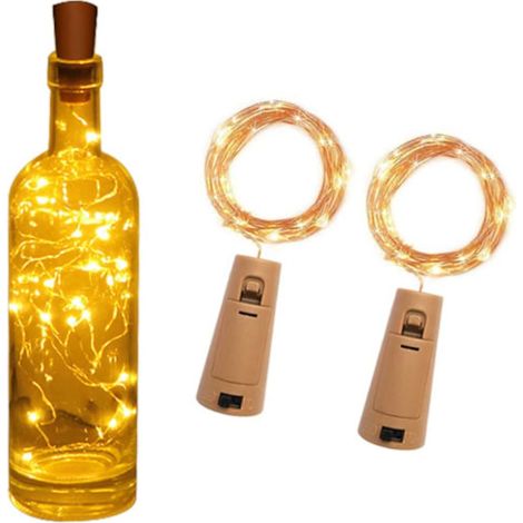 Zwei gelbe LED-Lichterketten, ideal zum Dekorieren von Flaschen. (1/5)