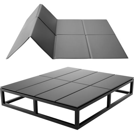 VEVOR Sommier a Lattes Pliable, 204x153 cm, Planche de Lit Bunkie sous Matelas, Sangles Auto-agrippantes, Âme en PP, Housse en Tissu Oxford 600D, Anti-affaissement pour Lits Superposes Queen Size (1/5)