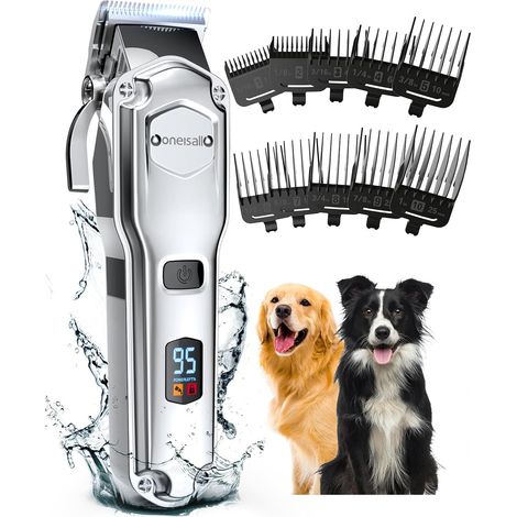 Tondeuse à poils pour chiens, tondeuse sans fil entièrement étanche IPX7, adaptée aux poils longs et épais (1/5)