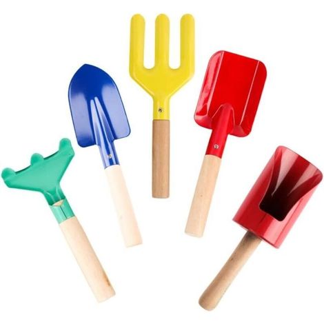 5 pièces avec Manche en Bois Robuste, Outils de Jardinage sûrs, pour Enfants âgés de 3 à 13 Ans (1/4)
