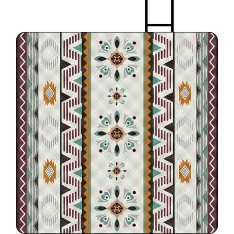 Couverture de pique-nique motif de style ethnique, tapis de plage pliable, tapis de pique-nique, 200200cm, imperméable (1/5)