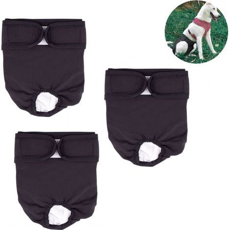 Set di 3 pannolini lavabili e riutilizzabili per cani, mutandine mestruali per cani, pannolini igienici altamente assorbenti, mutandine mestruali anti-molestie per animali domestici, L (1/4)