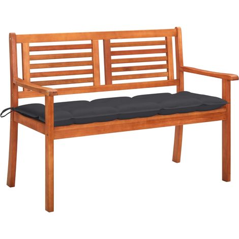 Banc de jardin 2 places avec coussin 120 cm Bois d'eucalyptus