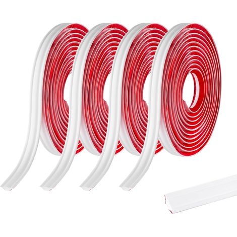 Lot de 4 rouleaux de 5M de garniture d'angle en PVC flexible stratifié autocollant pour plan de travail, plafond, sol, calfeutrage, plinthe, blanc mat (19 mm x 10 mm) (1/5)