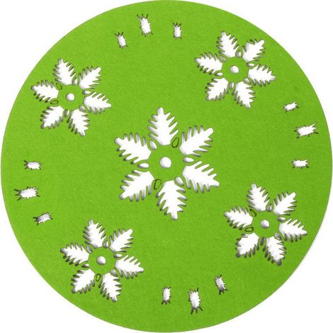 Centrino rotondo in feltro con fiocchi di neve verdi (1/3)