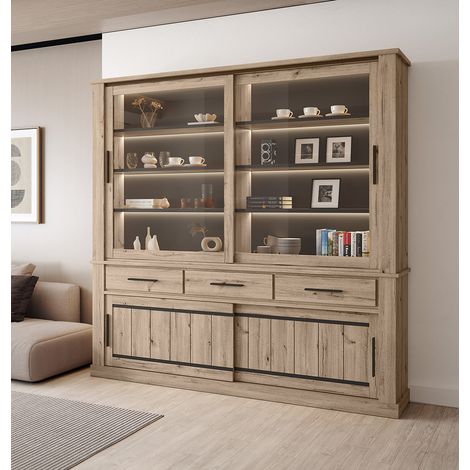 Vaisselier/argentier style campagne 211 cm chêne copper Curby (1/5)