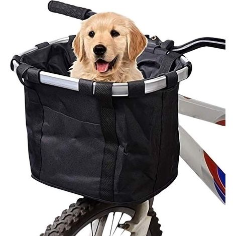 Cestino per bicicletta, cestino per bicicletta per cani, cestino per bicicletta elegante, cestino per bicicletta rimovibile per cani di piccola taglia fino a max. 5 kg, cestino anteriore per biciclett (1/5)