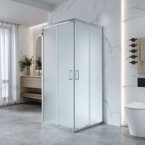 Box Doccia 3 Lati 70x70x70 Cm H185 cm vetro Opaco 6 mm Apertura Scorrevole  Kiro