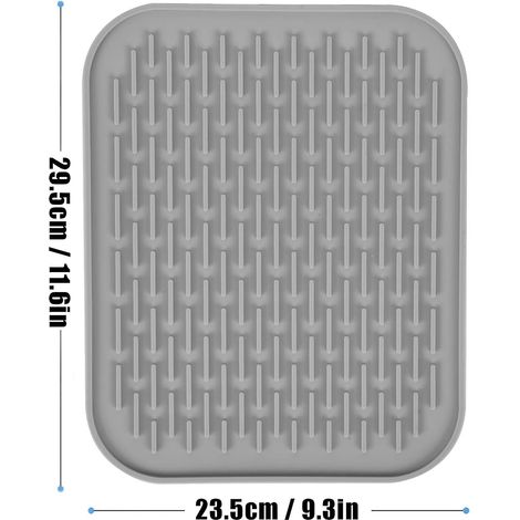 Dessous de plat en silicone Super Kitchen, petit format, antidérapant, servant également de tapis d'égouttage, de dessous de plat, de manique et de dessous de verre résistant à la chaleur - Gris, 29,5 (1/5)