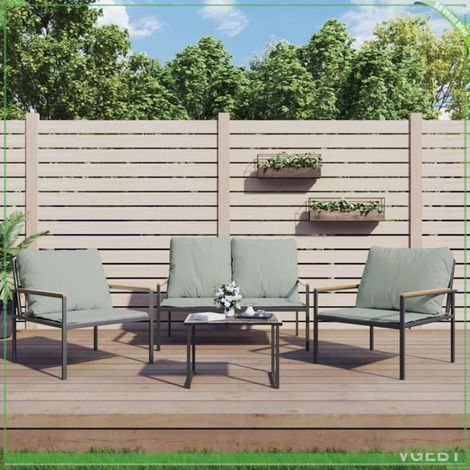 Salon de jardin - FAFEICY - 3188016 - Textilène anti-UV - Cadre acier enduit de poudre - 4 pcs avec coussins (1/5)