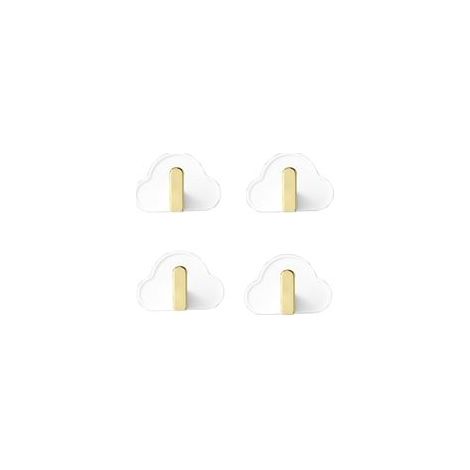 Lot de 4 crochets muraux en forme de nuage Crochets auto-adhésifs en forme de nuage pour enfants Crochets pour serviettes Blanc sans perçage Convient pour les serviettes Sacs à dos Cha (1/5)