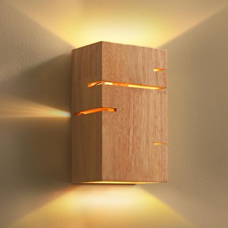 Applique Murale Intérieure en Bois,Lampe Murale Vintage pour Chambre,E27 Applique Chevet Rétro,Lumière Chaude 3000K,Luminaire Mural Décoratif pour Salon,Café,Couloir,Escalier (1/5)
