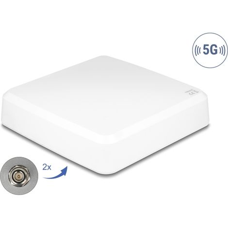 Delock Antena 5G 3300 - 5000 MHz MIMO 2 x N hembra 9 dBi direccional de pared y poste de montaje al aire libre blanco