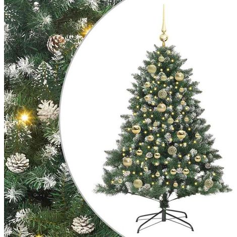 Sapin de Noël artificiel vert, 120 cm, en PVC, plastique et acier. (1/5)