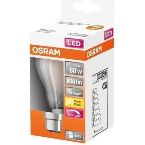 Osram A B22d lampadina LED opale 8,5W 2700K bianco caldo