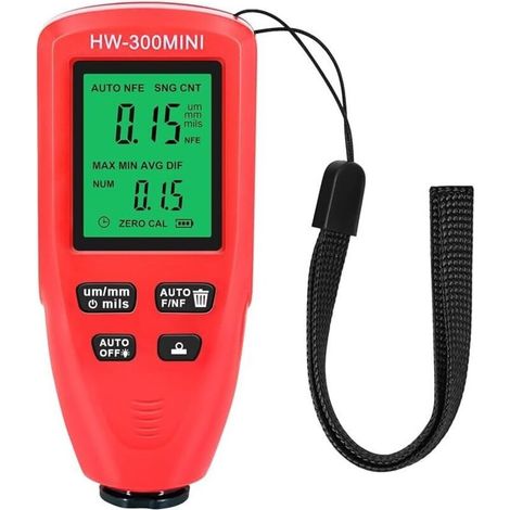 Testeur de revêtement de peinture de voiture 0-2000 um pour mesure non destructive des revêtements métalliques sur acier et aluminium (rouge) (1/4)
