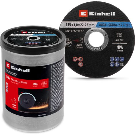 Einhell 711527 Trennscheiben-Set 115 mm 100 St. Metall, Edelstahl, Stahl, Blech (1/5)