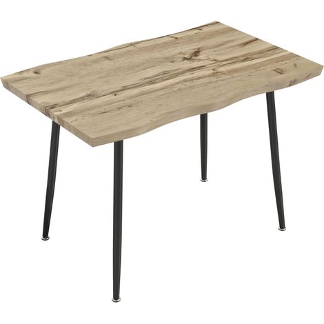 Table manger 4 personnes nordique rectangulaire 110cm pieds acier salon chêne (1/5)