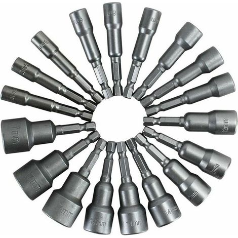 Magnetic Nut Driver Bit Set - 14pcs 6-19mm Hex Socket Nut Driver Set Magnetic Drill Bits Electric Hand Tool Kits for Drills Magnet Screwdriver