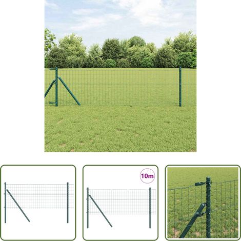 Terrassenzaun - Zaun mit Pfosten Grün 0,6 x 10 m Stahl und PVC (1/5)
