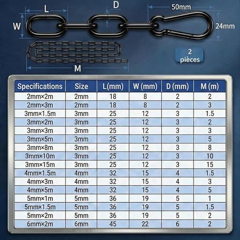 Chaîne Acier Noire Chaine Acier au Carbone 3 mm Chaines Metal (1/2)