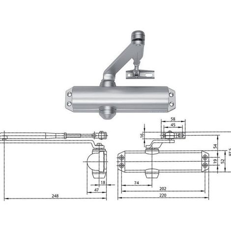 ASSA ABLOY DC120 Chiudiporta Aereo Senza Fermo Forza 2-4 colore Argento