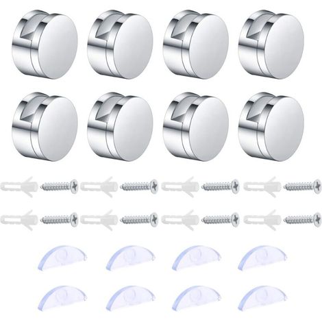 8 Sets Bathroom Glass Clips, Mirror Mounting Brackets, Zinc Alloy Glass Mirror Clips for Wall Mirrors, Glass Wall Shelves (1/5)