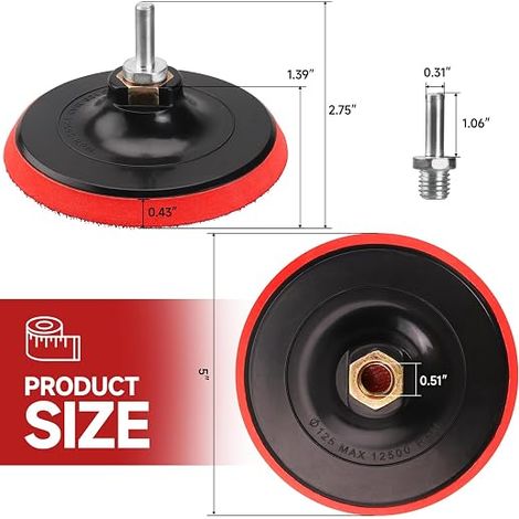 Sanding Plate 125 mm M14 Thread Red (1/4)