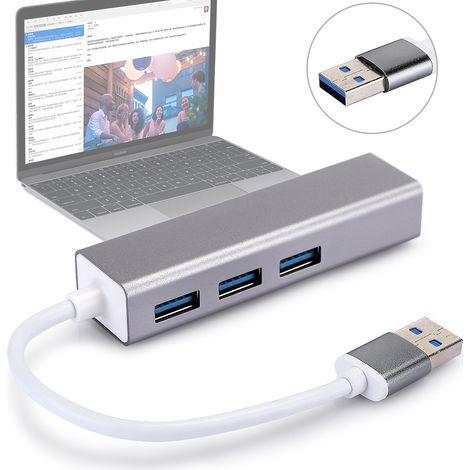 Carte réseau filaire en alliage d'aluminium DM HE83, adaptateur hub USB 3.0 100M vers RJ45 (1/5)