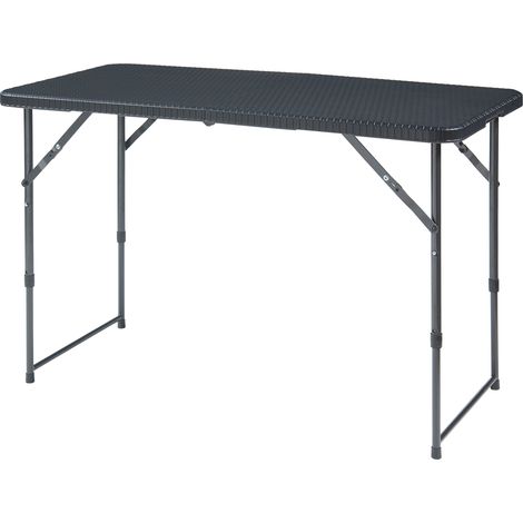 Tavolo da Picnic Adelfia Pieghevole - Nero Effetto Rattan [en.casa]