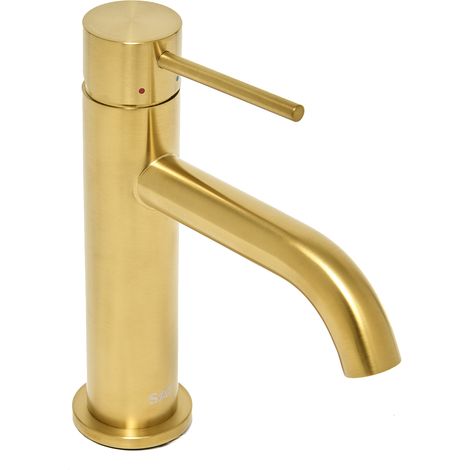 Swiss Aqua Technologies Aurum Stand-Waschtischmischer 16,5 cm, mit Hebel, ohne Ablaufgarnitur, Gold gebürstet (SATBAUR271BG) (1/5)