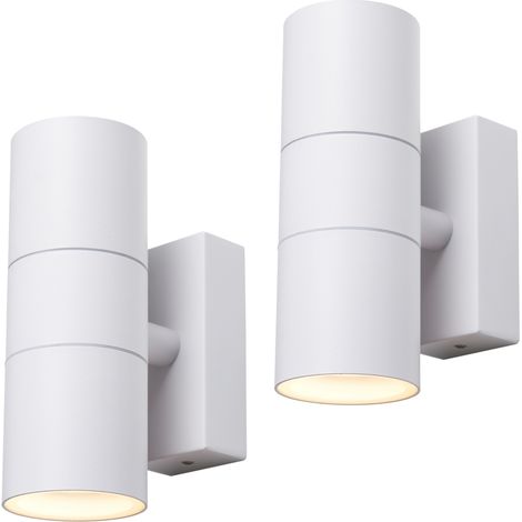 Litecraft Kenn Wall Light Outdoor Up & Down IP65 Rated Fitting in White - 2 Pack (1/5)