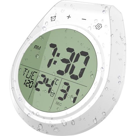 Horloge murale étanche pour salle de bain, horloge de cuisine, réveil, horloge à ventouse étanche et antibuée (1/5)