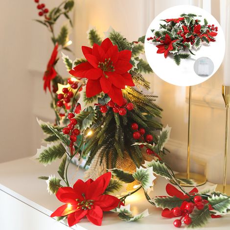 Couronne de vigne de Noël, couleur chaude, convient aux manteaux et escaliers, type boîtier à piles, 3 mètres et 20 lumières, décoration lumineuse (1/5)