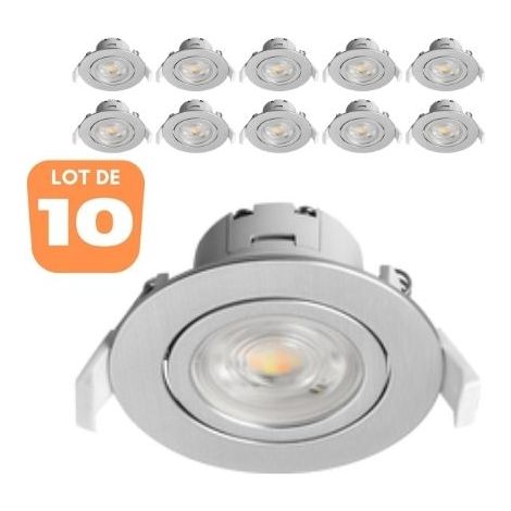 Lot de 10 Spots LED encastrables 3en1 rond Alu 7W IP20 (1/5)