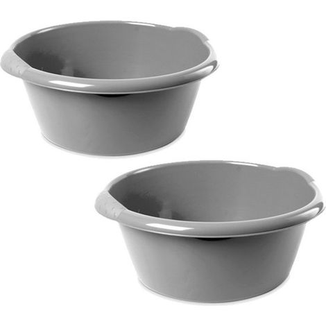 Bassine à vaisselle Hega Taller - Lot de 2 - petite - 3 L - ronde - argentée - 25 x 11 cm - petite bassine à vaisselle (1/2)