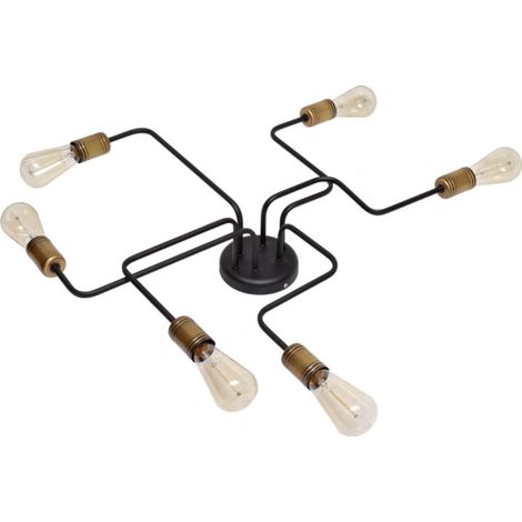 Helam TUBE Plafonnier semi-encastré à plusieurs bras noir, patine 75cm