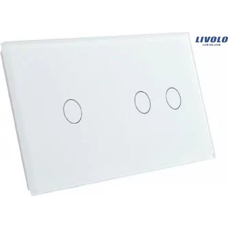 Panel doble de cristal blanco Livolo 7012-61 interruptor 1+2 (1/4)