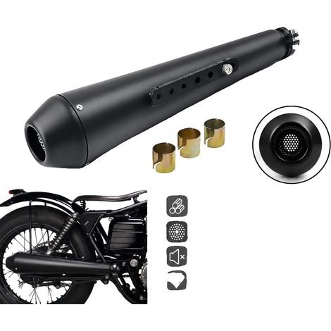 Silenciador de motocicleta, diseño retro, reducción de ruido, negro horneado. (1/2)