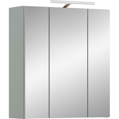 Star Spiegelschrank Bad inkl. Beleuchtung 3 Spiegeltüren Eiche Dekor.