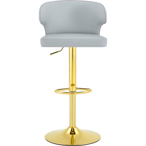 Lot de 2 tabourets de bar réglables avec dossier, assise pivotante 360°, base large et repose-pieds pour cuisine et bar (1/5)