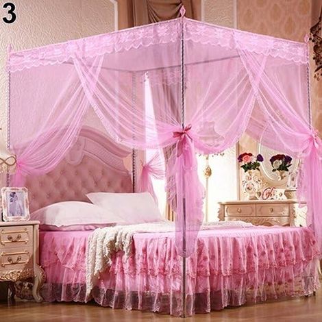 Mosquito Net, Frameless Romantic Princess Lace Canopy Mosquito Net for Double Queen Bed 180200cm (1/3)