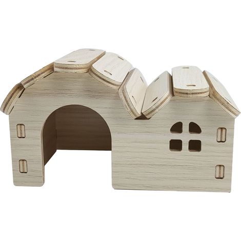 Maison de hamster en bois, cachette résistante aux morsures pour accessoires, nid de couchage à Double dessus, S, 15x10x5cm / 5.9x3.9x2.0in (1/5)
