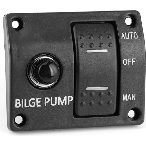 Panneau Interrupteur Pompe de Cale 3 Positions Auto Arrêt Manuel 12V 24V avec Voyant LED Disjoncteur Intégré 15A (1/5)
