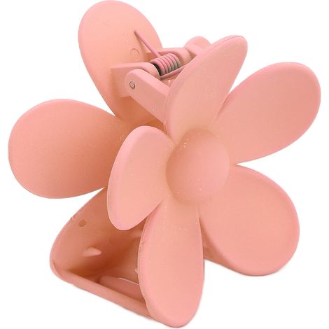 Épingle à cheveux plastique en forme de fleur, pince à mâchoire double verrouillage, antidérapante, accessoire coiffure, rose (1/5)