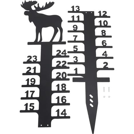 Jauge de neige d'extérieur 24 pouces, grand bâton de mesure des chutes de neige en fer, tige de mesure de profondeur robuste pour la décoration du jardin et de la cour (1/5)