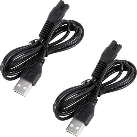 Câble de charge pour rasoirs électriques, connecteur universel en forme de 8, haute conductivité, câble spiralé durable avec revêtement en caoutchouc anti-vieillissement, USB-AquaForge (1/5)