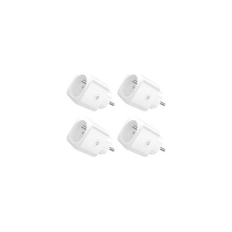 Prise Connectée WiFi, Prise Alexa Programmable, Compatible avec Alexa/Google Home, Smart Life APP, Suivi de Consommation, Contrôler le ventilateur/climatiseur, 2,4 GHz Wi-Fi, 16A 3680W, 4PCS