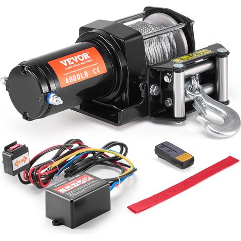 Treuil Électrique VTT UTV Capacité de Traction 1814 kg 12 V CC avec Câble en Acier à 7 Brins Φ0,5 x 1188,7 cm, Télécommande Sans Fil et Filaire, Étanchéité IP55, Treuil pour Remorquage VTT UTV (1/5)
